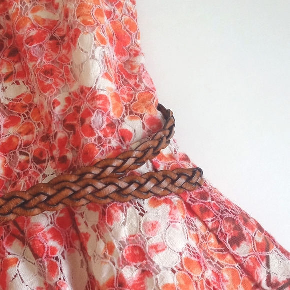 *Relisted* Madewell Women's Orange Floral Watercolor Painted Lacebloom Dress 6 - Picture 4 of 14